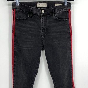 PacSun Red Side Stripe Jegging Jeans Womens Size 26 Mid Rise Stretch Denim Black